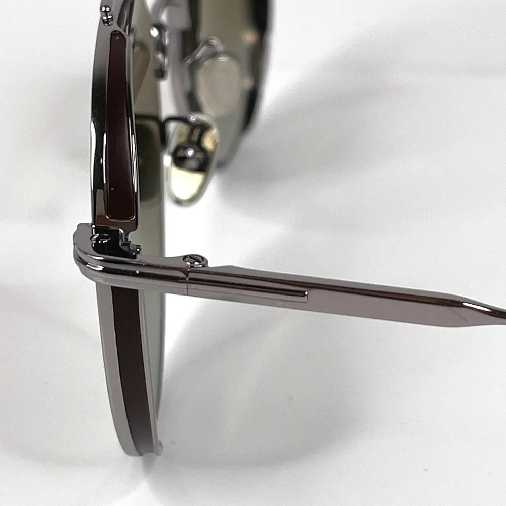 TOM FORD Declan Sunglasses NEW Shiny Light Ruthenium / Green Made In Italy